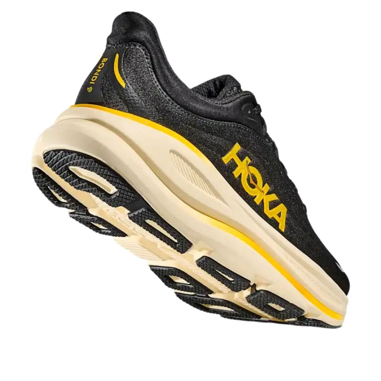 Shop HOKA One One Bondi 9 碳黑黄金跑鞋 1162011-CWG