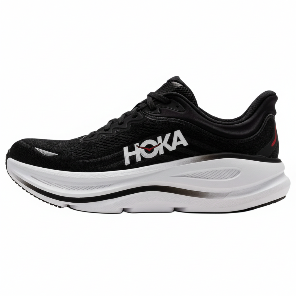 HOKA ONE ONE Bondi 9 Running Shoes Black White - Comfortable & Durable. 1162011-BKVR