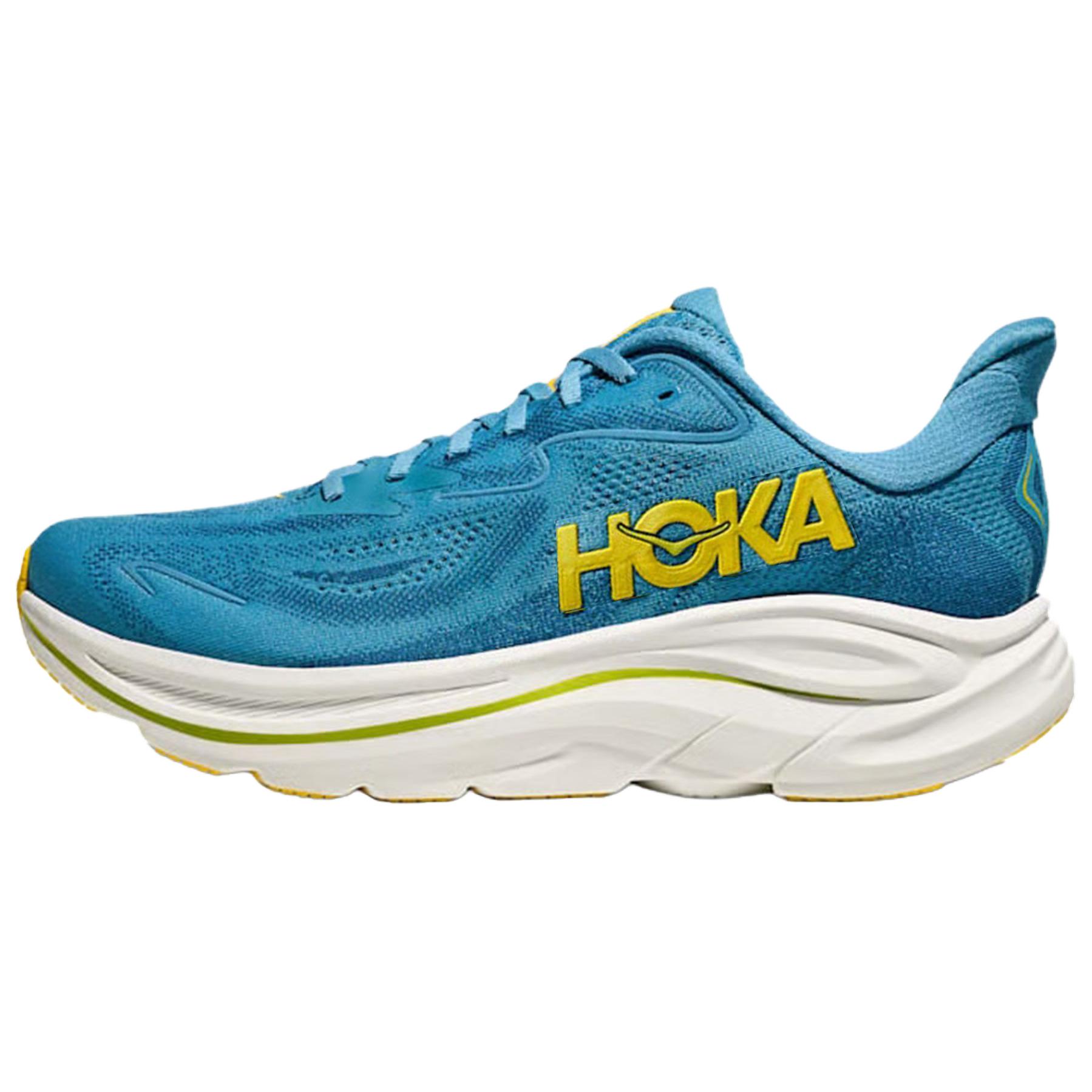 HOKA ONE ONE Clifton 10 Running Shoes Blue Yellow - Comfortable & Soft. 1162030-ALF