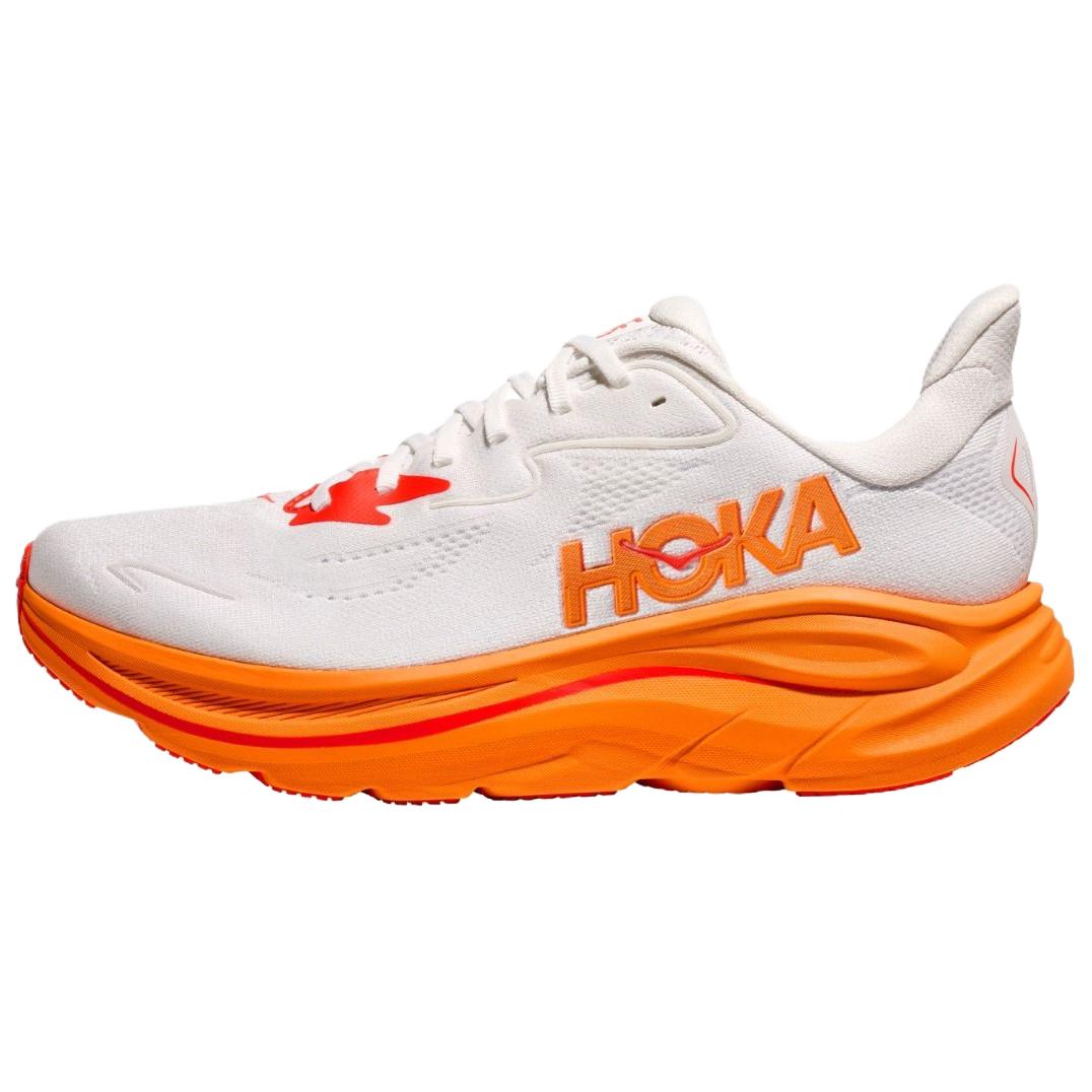HOKA ONE ONE Clifton 10 White Orange Comfortable Slip-Resistant Running Shoes 1162030-FGZ