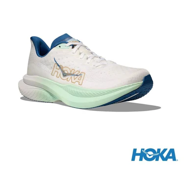 HOKA ONE ONE Mach 6 Wide Running Shoes Frost White/Gold White color