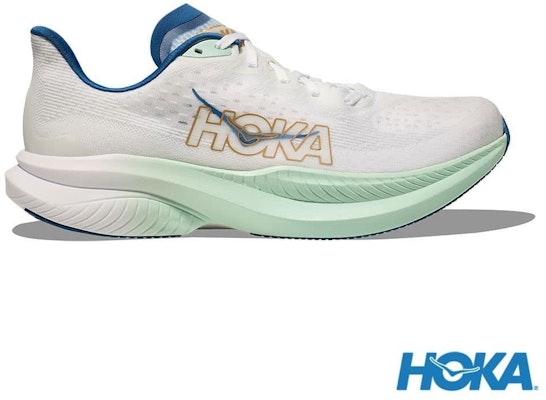 HOKA ONE ONE Mach 6 Wide Running Shoes Frost White/Gold White color HO1147833FTG Order HOKA ONE ONE Mach 6 Wide Running Shoes Frost White/Gold White color HO1147833FTG