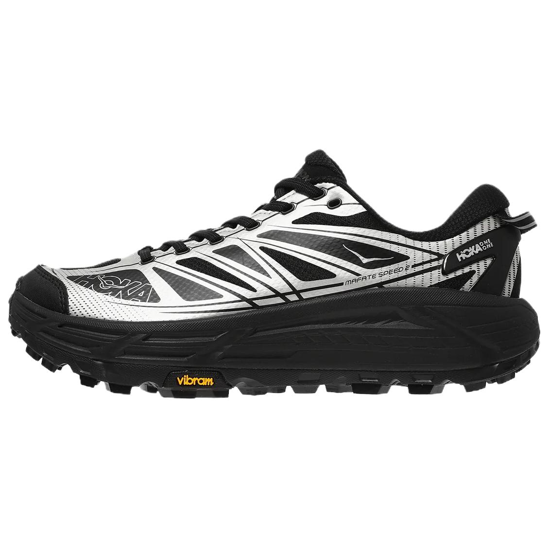 HOKA ONE ONE Mafate Speed 2 Black Silver Trail Running Shoes Durable Comfort 1126851-BKSV