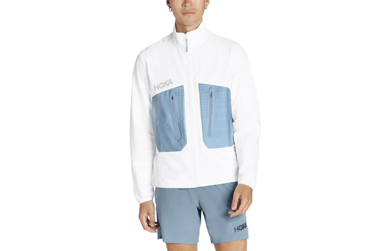 HOKA ONE ONE MISSION Full-Zip Colorblock Letter Print White Jacket Men Retro Style 1128272-WHT