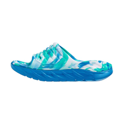 HOKA One One Ora Recovery Slide Swirl Atlantis Blue Coral