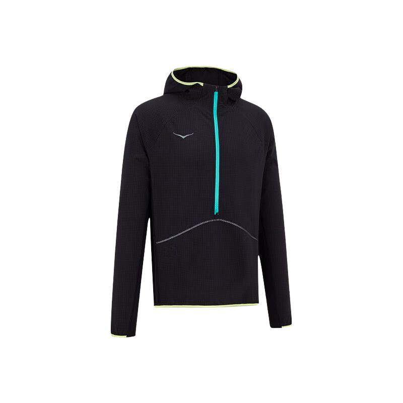 HOKA ONE ONE Skyglow Half-Zip Black Logo Hooded Jacket Casual Wear 1156098-BLACK