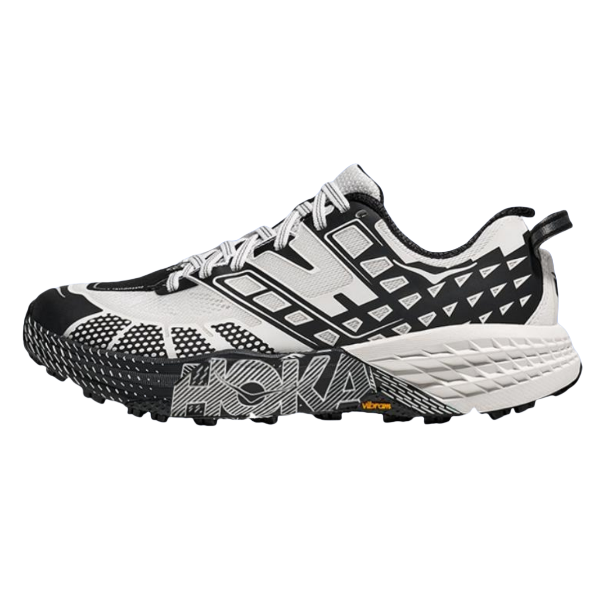HOKA ONE ONE Speedgoat 2 Trail Running Shoes Black White Breathable Grip 1162710-BKFR