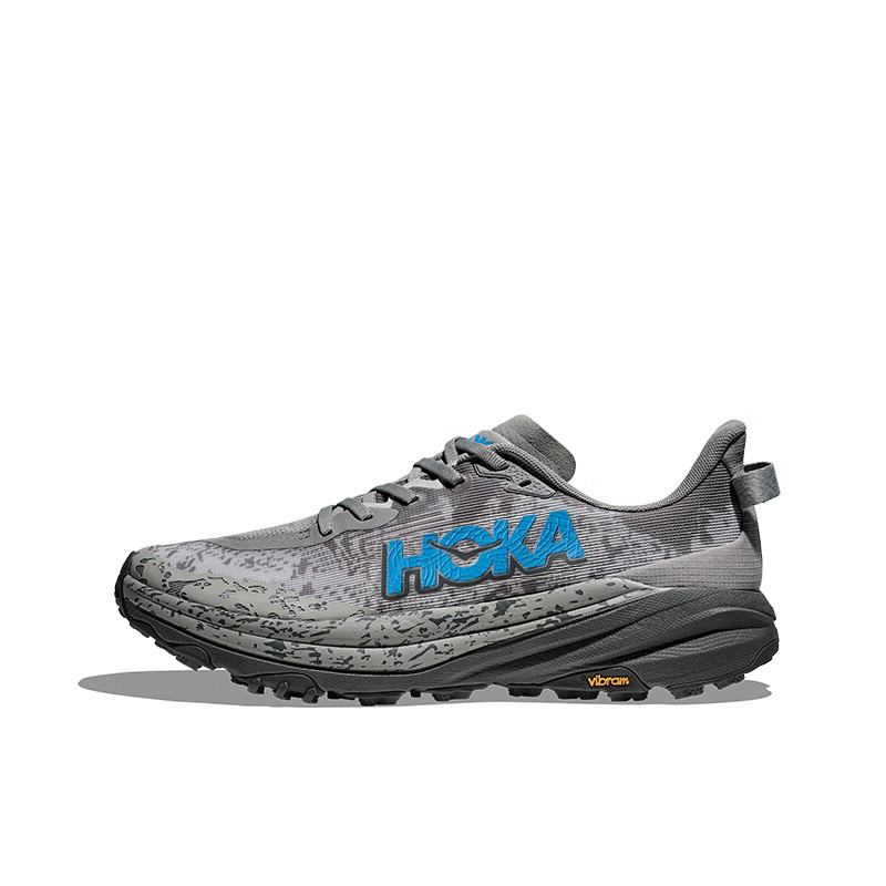 HOKA ONE ONE Speedgoat 6 Trail Running Shoes Gray Blue Breathable Cushioning 1147791-GCG