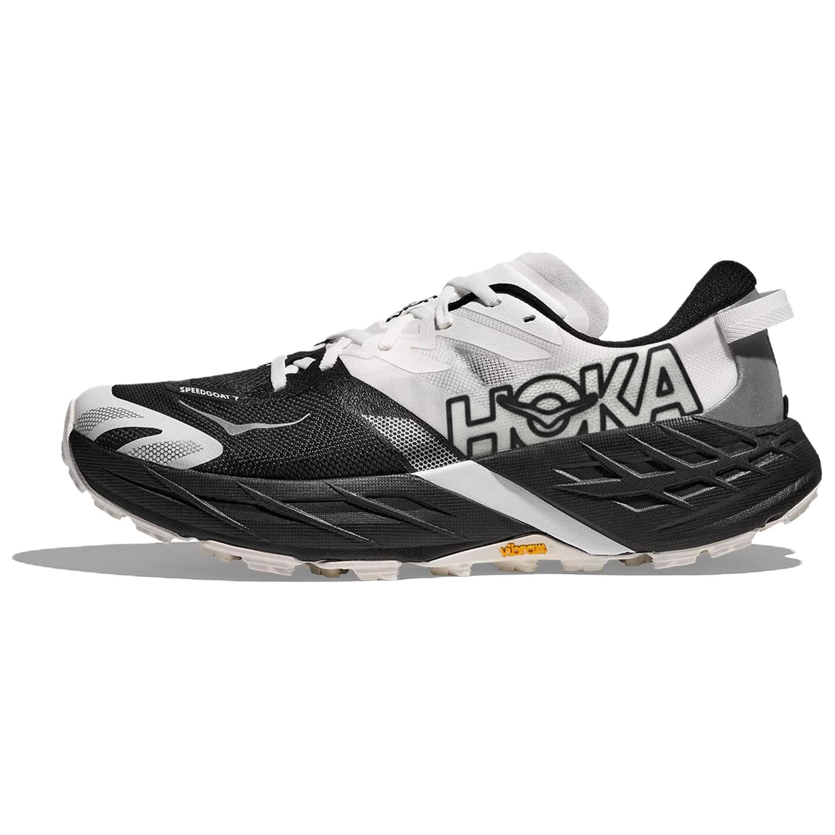 HOKA ONE ONE Speedgoat 7 Wide Trail Running Shoes Black White. 1171930-BWHT
