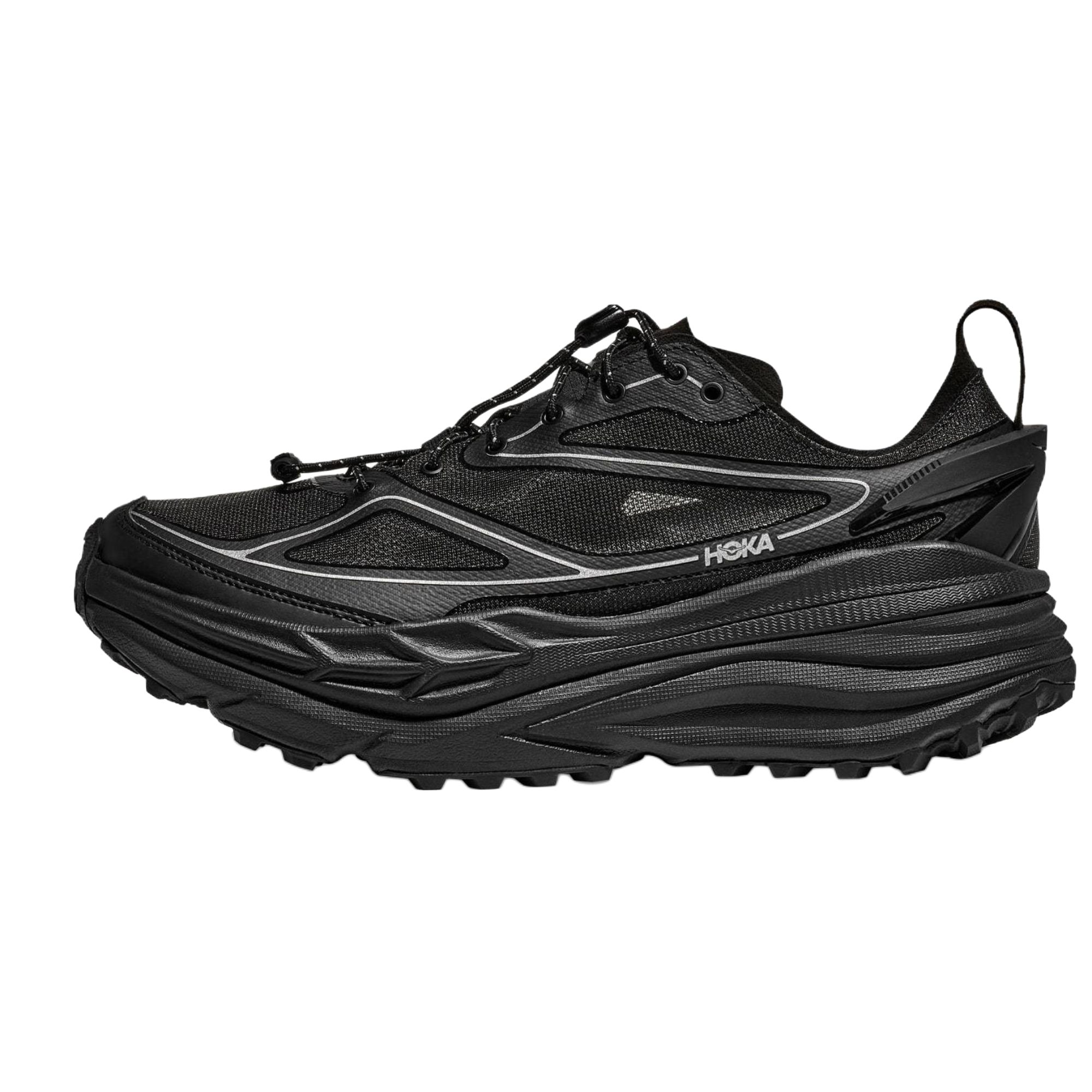HOKA ONE ONE Stinson One7 Black Silver Lightweight Trail Running Shoes 1168931-BKSV