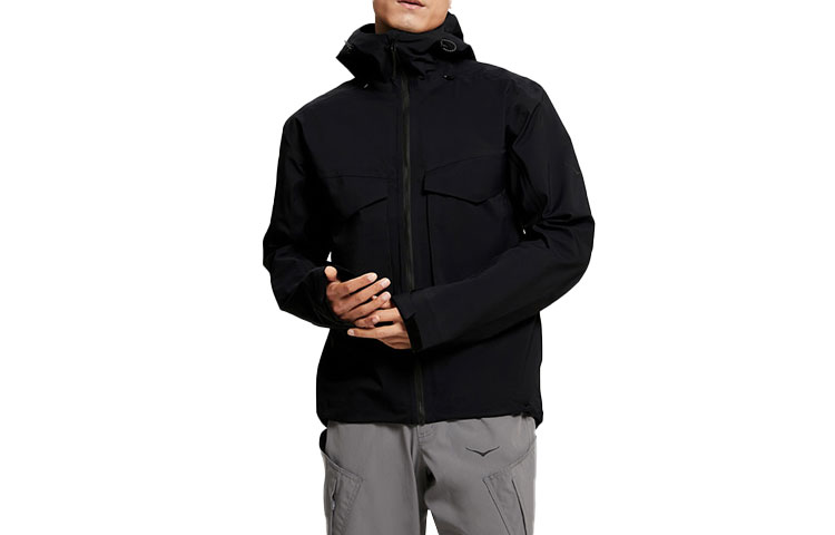 HOKA ONE ONE Waterproof Windproof Reflective Rain Jacket BLACK 1128259