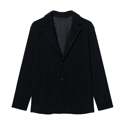 Homme Plissé Issey Miyake Black Single-Breasted Pleated Blazer. HP55JD401-15