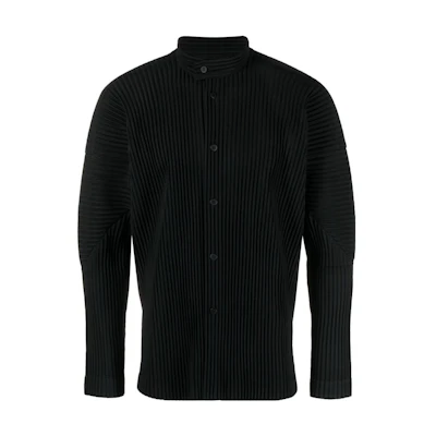 Homme Plissé Issey Miyake Black Solid Stand Collar Long Sleeve Shirt HP38JJ117-15
