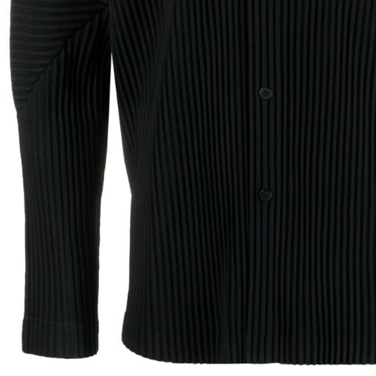 Sizing オムプリッセ イッセイミヤケ ブラック スタンドカラー 長袖シャツ HP38JJ117-15