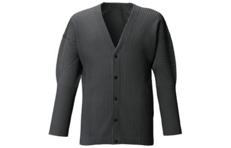 Homme Plissé Issey Miyake  V-Neck Pleated Long Sleeve Cardigan Sweater HP21JL145
