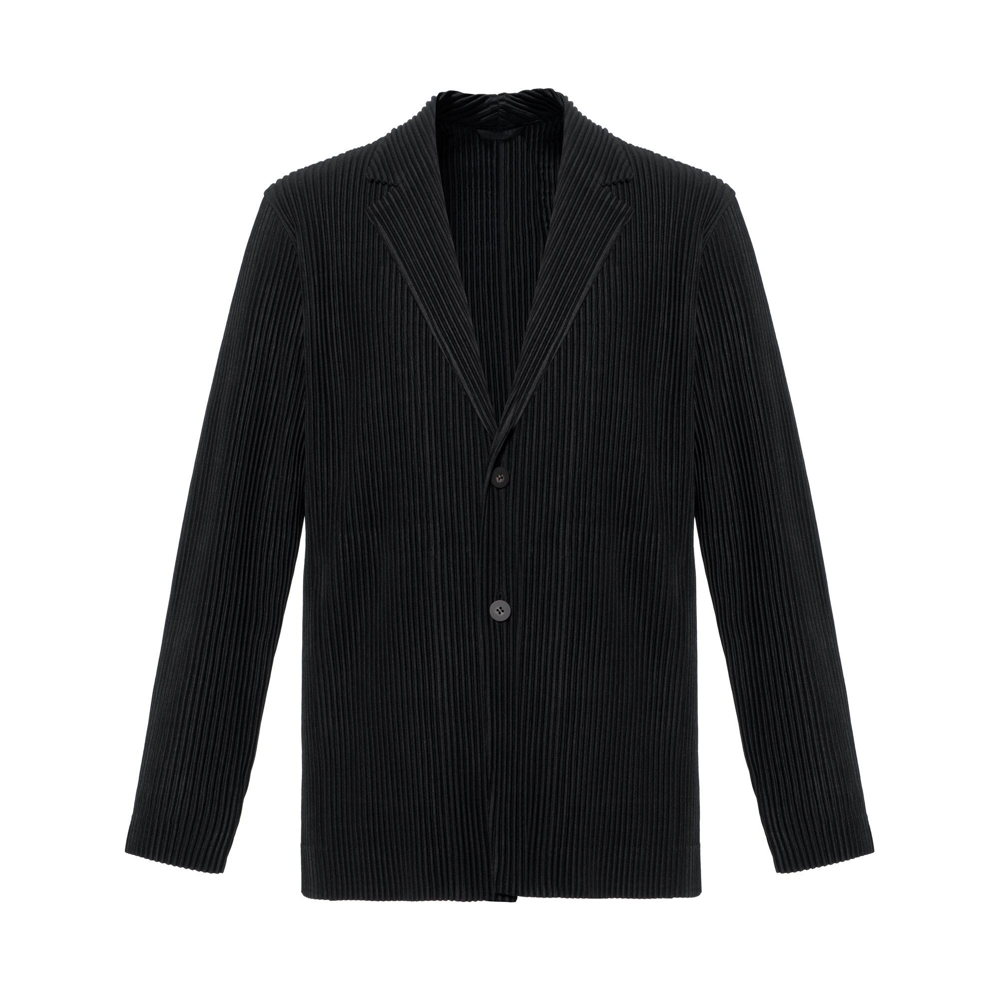 Homme Plissé Issey Miyake Black Pleated Long Sleeve Blazer for Men HP98JD201-15