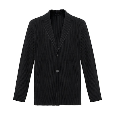 Homme Plissé Issey Miyake Black Pleated Long Sleeve Blazer for Men HP98JD201-15