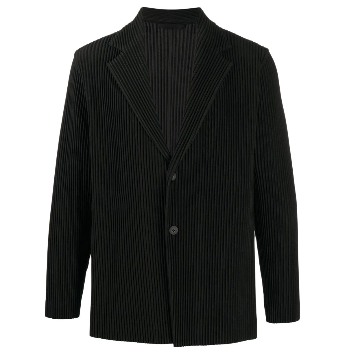 HOMME PLISSÉ ISSEY MIYAKE Black Single-Breasted Collared Jacket for Men HP46JD155-15
