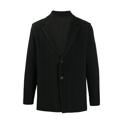 HOMME PLISSÉ ISSEY MIYAKE Black Single-Breasted Collared Jacket for Men HP46JD155-15