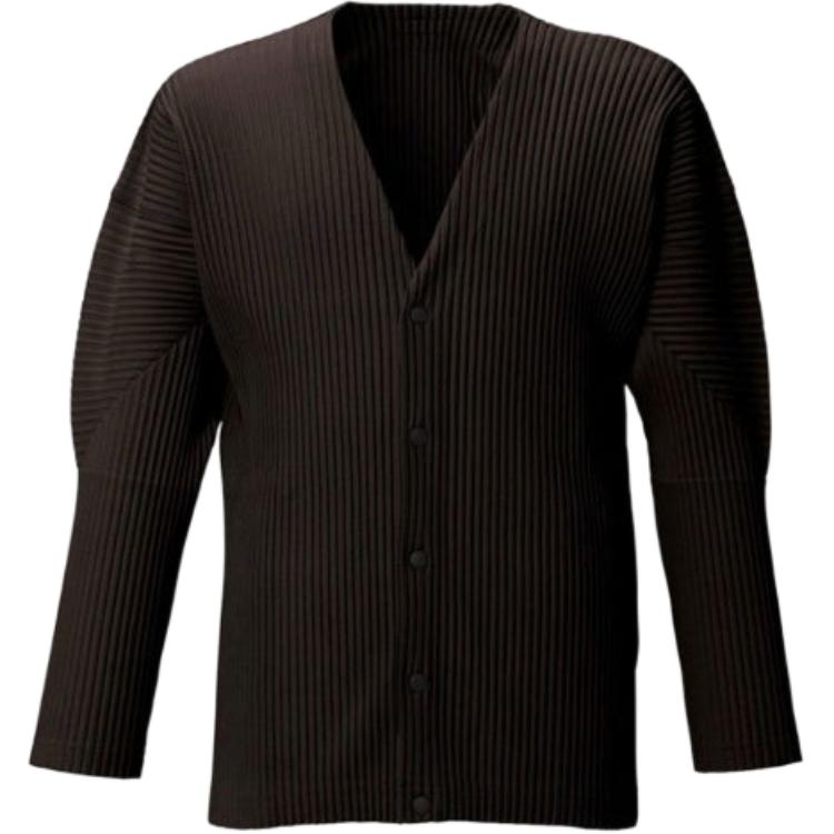HOMME PLISSÉ ISSEY MIYAKE Black Solid Casual Long-Sleeve Cardigan Jacket HP13JL171-45