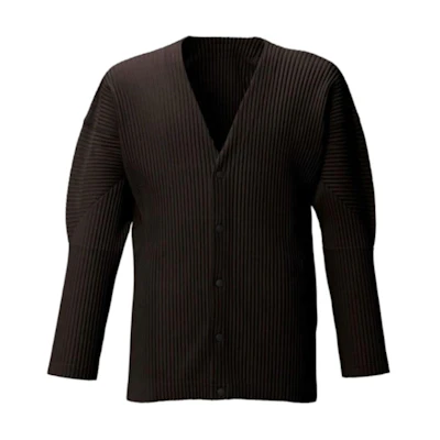 HOMME PLISSÉ ISSEY MIYAKE Black Solid Casual Long-Sleeve Cardigan Jacket HP13JL171-45