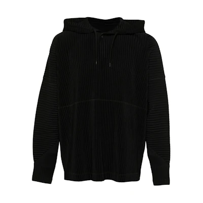 HOMME PLISSÉ ISSEY MIYAKE Black Solid Hoodie Long Sleeve Pullover HP38JK12715