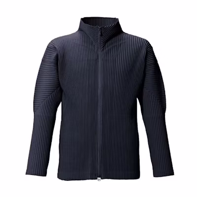 Homme Plissé Issey Miyake Blue Pleated Zip-Up Knit Sweater for Men. HP55JL140-75