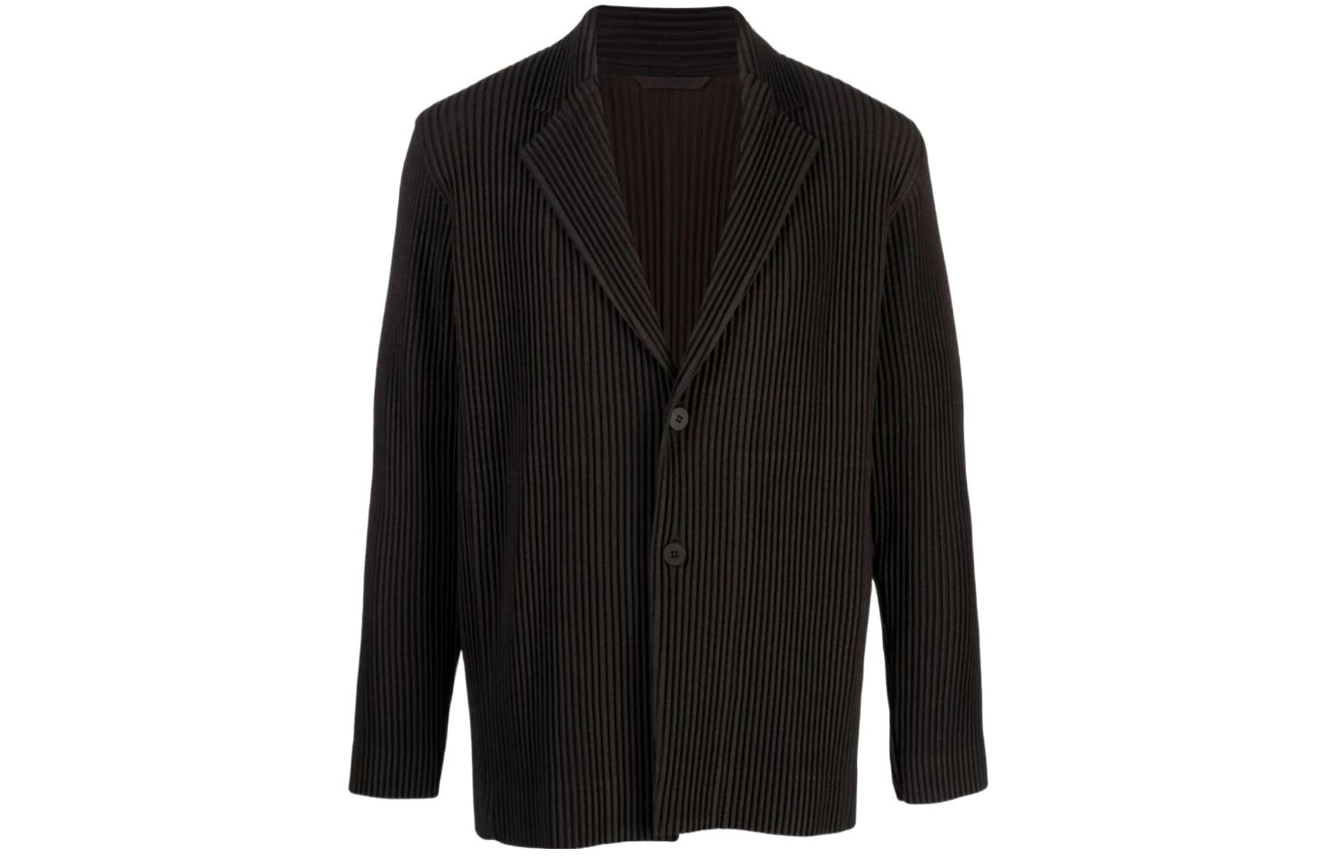 HOMME PLISSÉ ISSEY MIYAKE Brown Collared Long Sleeve Jacket for Men HP38FD305-44