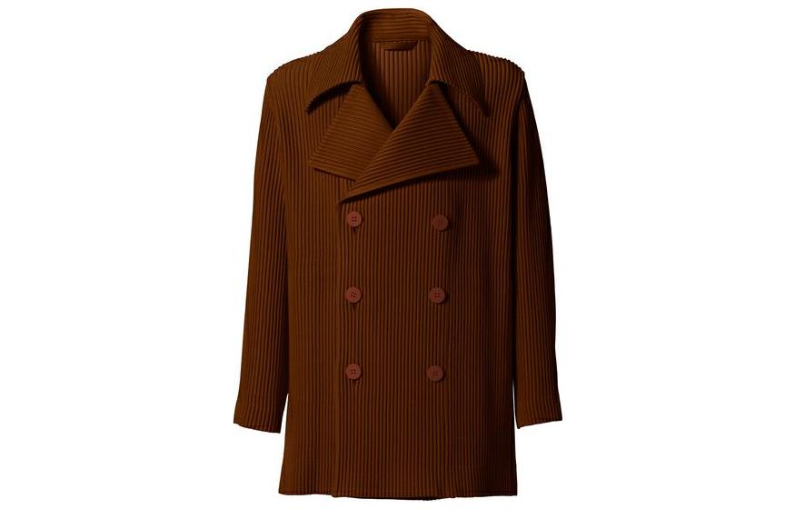 HOMME PLISSÉ ISSEY MIYAKE Brown Pleated Button-Up Long Sleeve Jacket Men HP03FA007-45