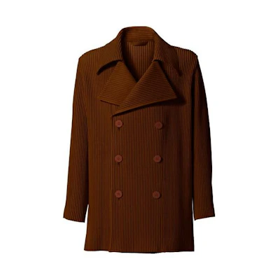 HOMME PLISSÉ ISSEY MIYAKE Brown Pleated Button-Up Long Sleeve Jacket Men HP03FA007-45