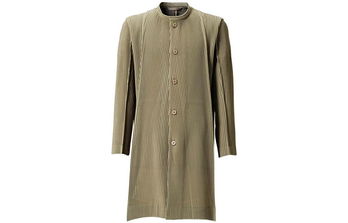 HOMME PLISSÉ ISSEY MIYAKE Brown Pleated Mid-Length Jacket for Men HP01JA219-43