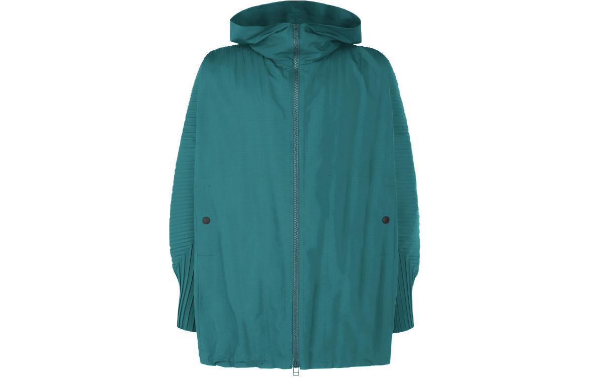 HOMME PLISSÉ ISSEY MIYAKE Cascade Pleated Sleeve Zipper Jacket Teal Green Men HP41FC276-77