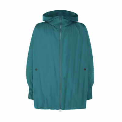 HOMME PLISSÉ ISSEY MIYAKE Cascade Pleated Sleeve Zipper Jacket Teal Green Men HP41FC276-77