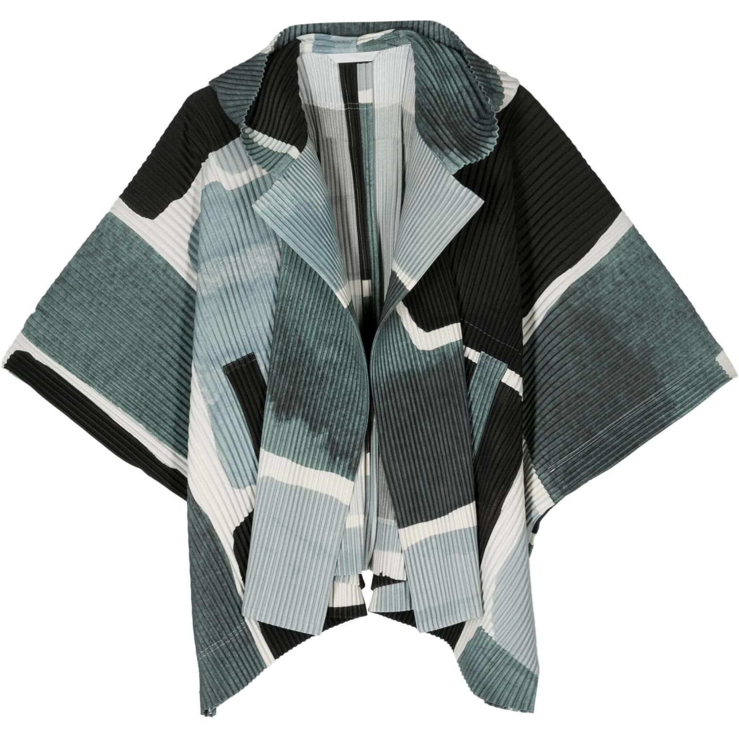 HOMME PLISSÉ ISSEY MIYAKE Colorblock Hooded Loose Short-Sleeve Jacket Multicolor HP46JL359-12