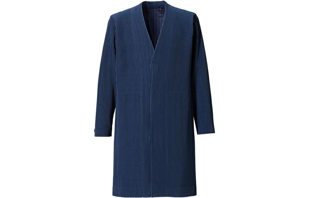 HOMME PLISSÉ ISSEY MIYAKE Deep Blue Pleated Mid-Length Jacket HP03JD214-75