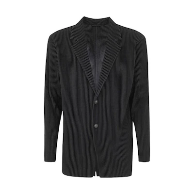 HOMME PLISSÉ ISSEY MIYAKE Fitted Solid Color Long Sleeve Jacket HP38JD401-15