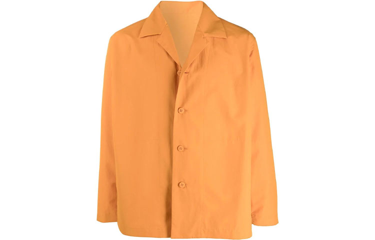 HOMME PLISSÉ ISSEY MIYAKE FW21 Orange Buttoned Shirt Jacket for Men HP17FU023-03