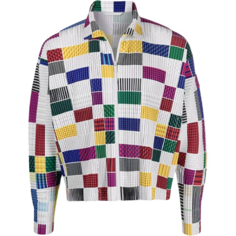 HOMME PLISSÉ ISSEY MIYAKE FW21 Patterned Zip Jacket Long Sleeve Top Men HP16JL228-97