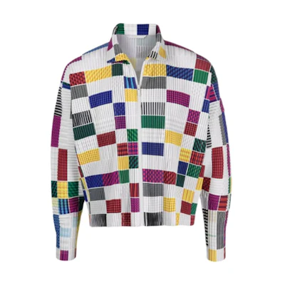 HOMME PLISSÉ ISSEY MIYAKE FW21 Patterned Zip Jacket Long Sleeve Top Men HP16JL228-97