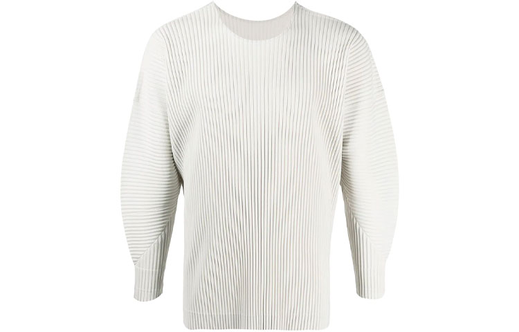HOMME PLISSÉ ISSEY MIYAKE FW21 Pleated Lantern Sleeve Pullover Sweatshirt Grey HP16JK107-10