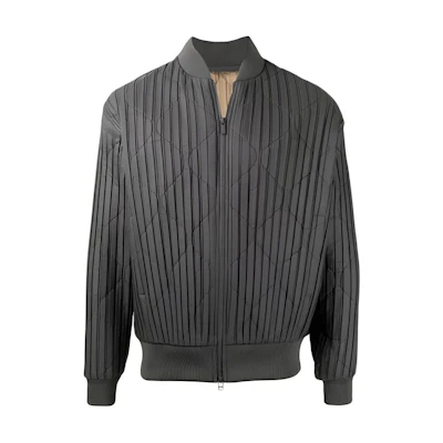 HOMME PLISSÉ ISSEY MIYAKE FW21 Pleated Zip Bomber Jacket HP08FC009