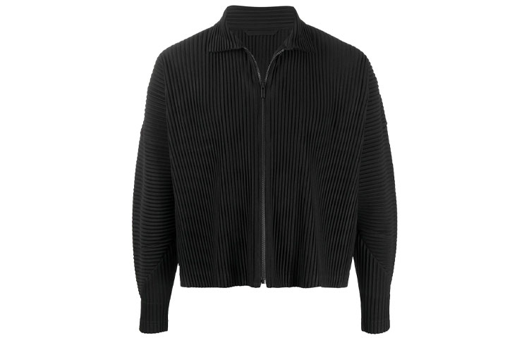 HOMME PLISSÉ ISSEY MIYAKE FW21 Solid Pleated Zip Jacket Men’s Black HP16JL105-15