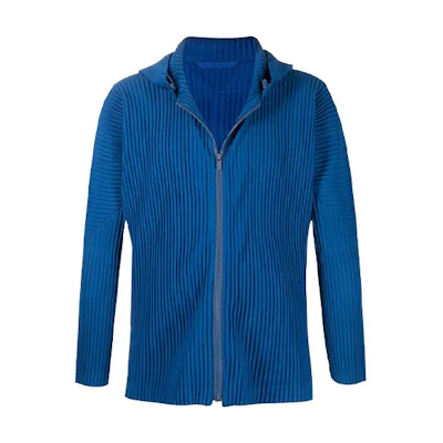 HOMME PLISSÉ ISSEY MIYAKE FW21 Zip Pleated Hoodie Jacket Blue () HP08JL110-73