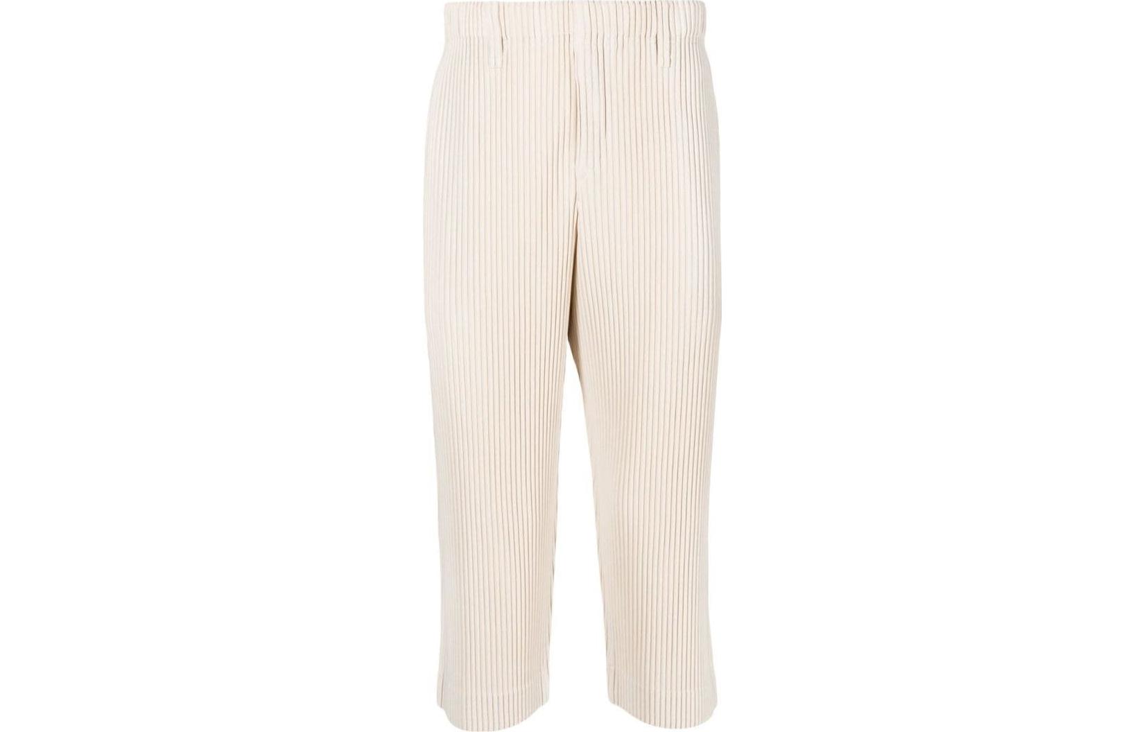 Homme Plissé Issey Miyake FW22 Beige Ankle-Length Pleated Pants Men HP26JF169-40
