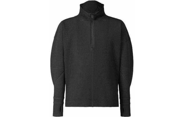 HOMME PLISSÉ ISSEY MIYAKE FW22 Black Pleated Knit Sweatshirt Unisex HP23JK112-15