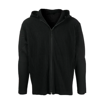 HOMME PLISSÉ ISSEY MIYAKE FW22 Black Pleated Zip Hoodie Jacket Men HP28JL10615-BLACK