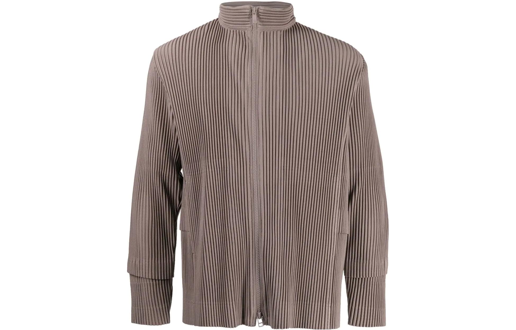 HOMME PLISSÉ ISSEY MIYAKE FW22 Brown Plain Pleated Zip Jacket Fashion HP28JC142-43
