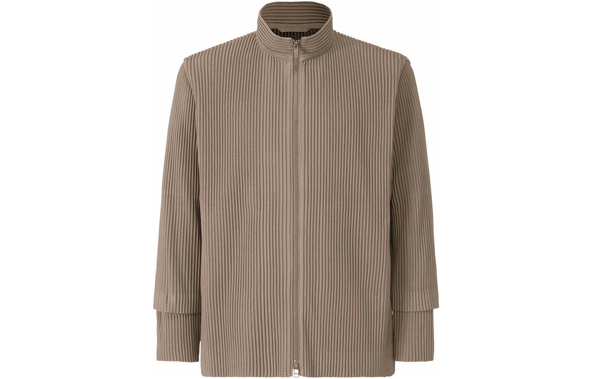 HOMME PLISSÉ ISSEY MIYAKE FW22 Brown Ribbed Knit High Neck Jacket HP23JC142-43