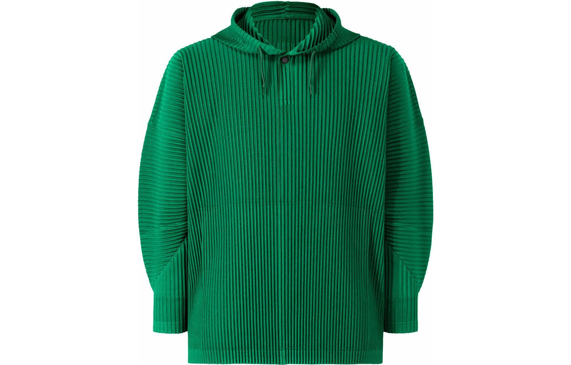 HOMME PLISSÉ ISSEY MIYAKE FW22 Emerald Green Pleated Hoodie Long Sleeve HP23JK121-61