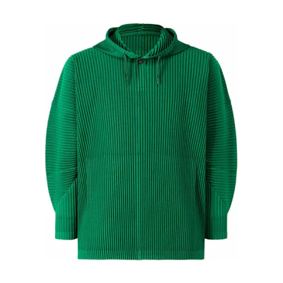 HOMME PLISSÉ ISSEY MIYAKE FW22 Emerald Green Pleated Hoodie Long Sleeve HP23JK121-61